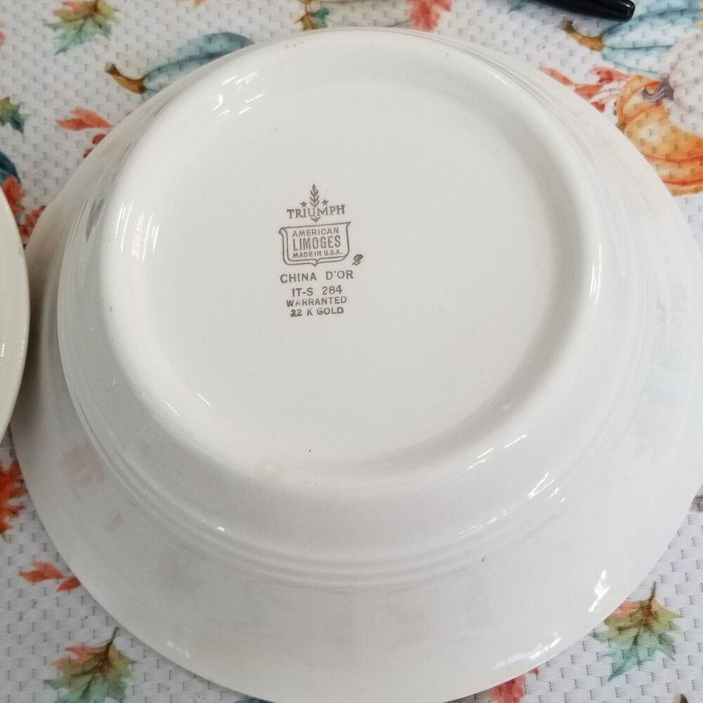 vintage American Limoges Triumph China d'Or china covered serving bowl 22k trim - Picture 8 of 11